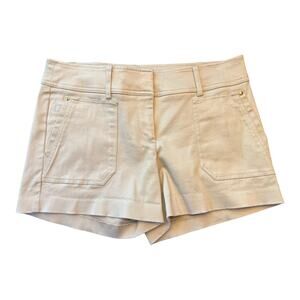 Cache Women’s Beige Chino Shorts Size 6 Cotton Span Stretch Classic Style STAIN